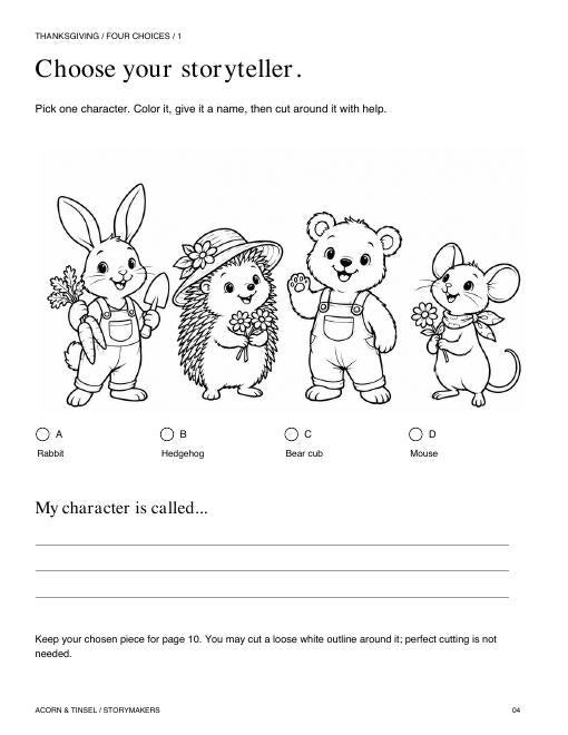 Four character choices from this Storymakers book