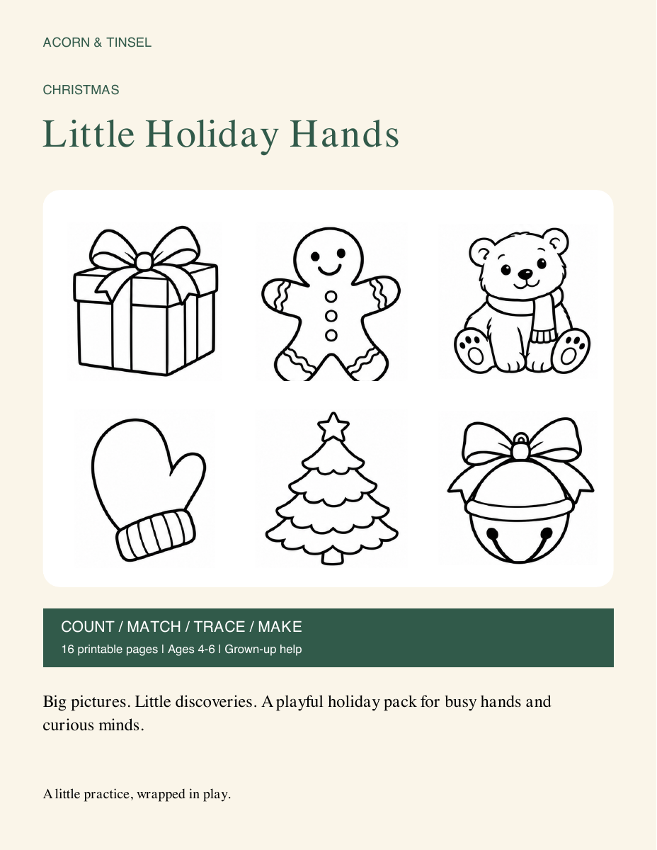 Christmas Little Holiday Hands printable book cover