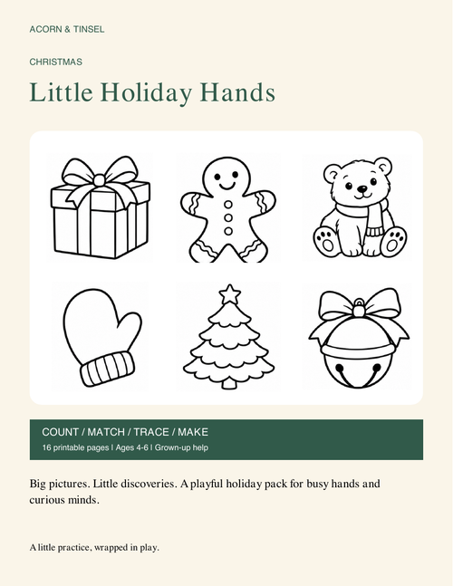 Christmas Little Holiday Hands printable book cover