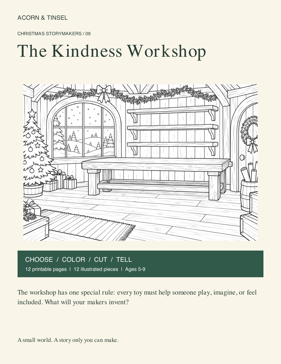 The Kindness Workshop — Christmas Storymakers printable book cover