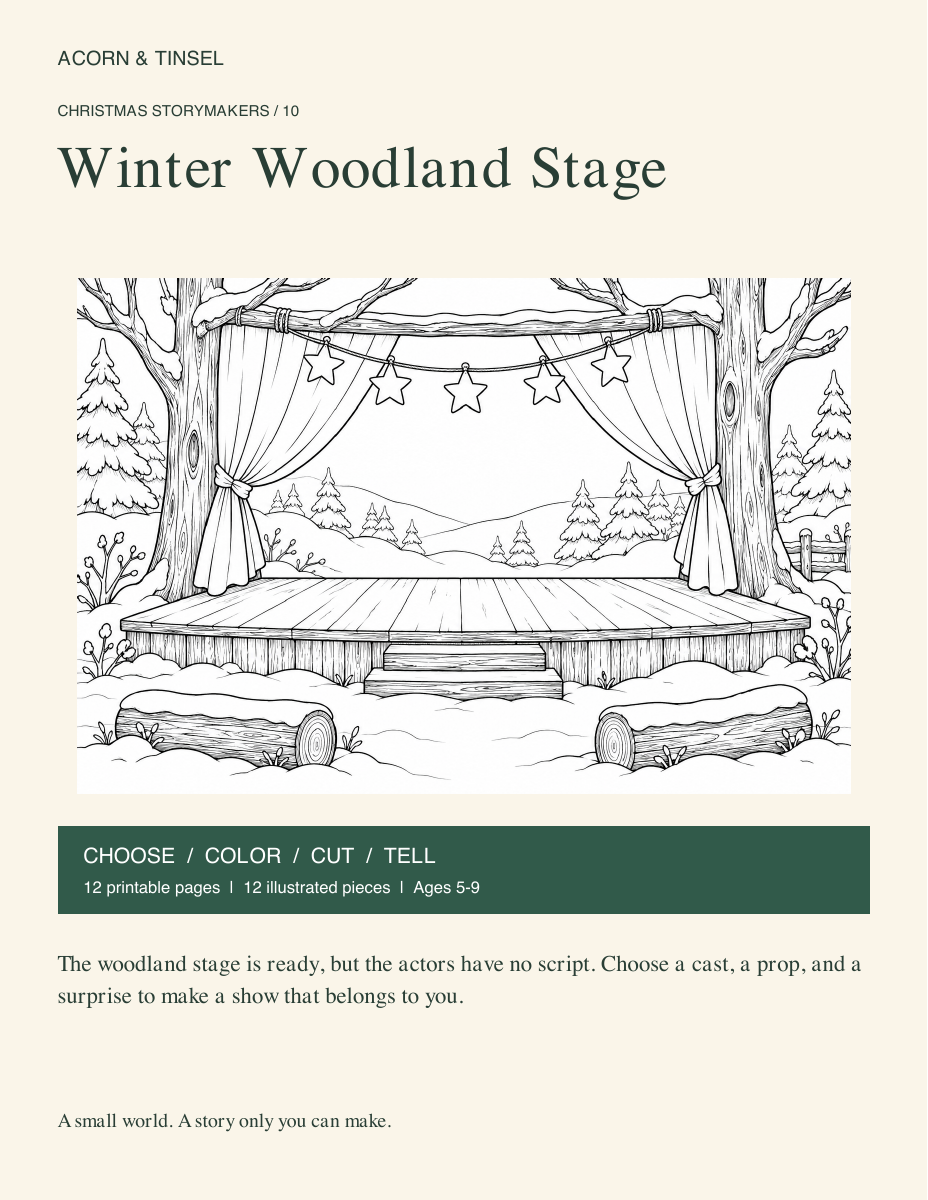 Winter Woodland Stage — Christmas Storymakers printable book cover
