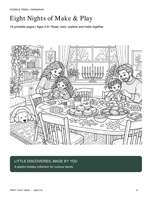 Eight Nights of Make & Play printable book cover