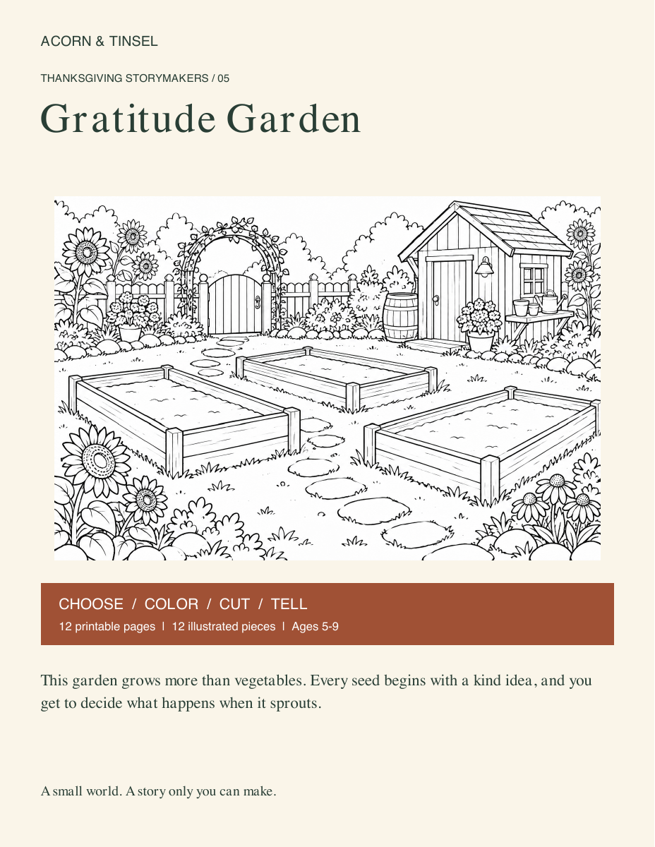 Gratitude Garden — Thanksgiving Storymakers printable book cover