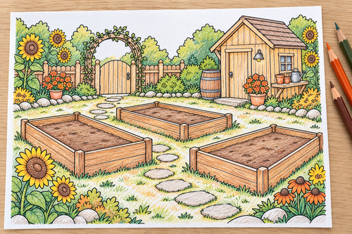 Simulated colored example — Gratitude Garden — Thanksgiving Storymakers — printable supplied uncolored; props not included