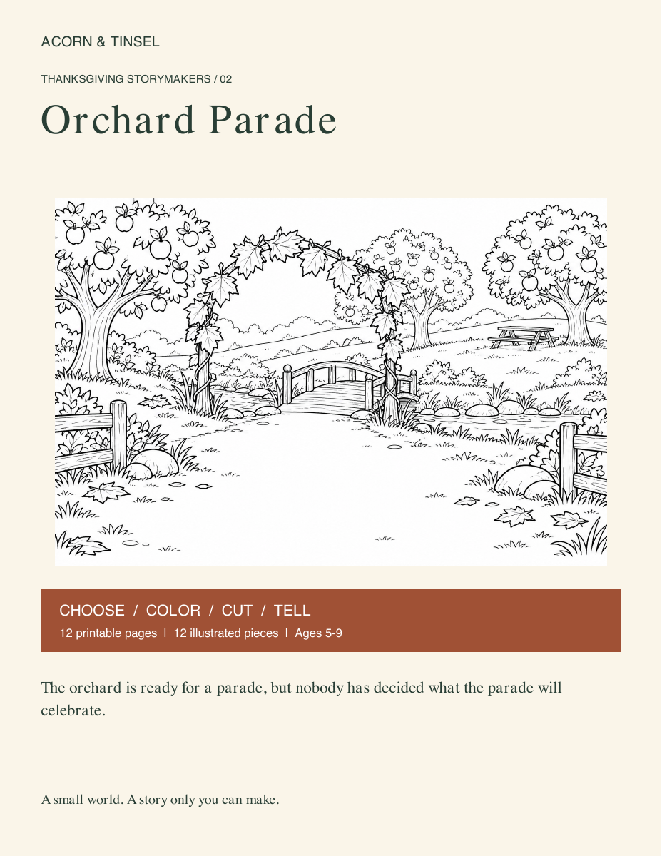 Orchard Parade — Thanksgiving Storymakers printable book cover