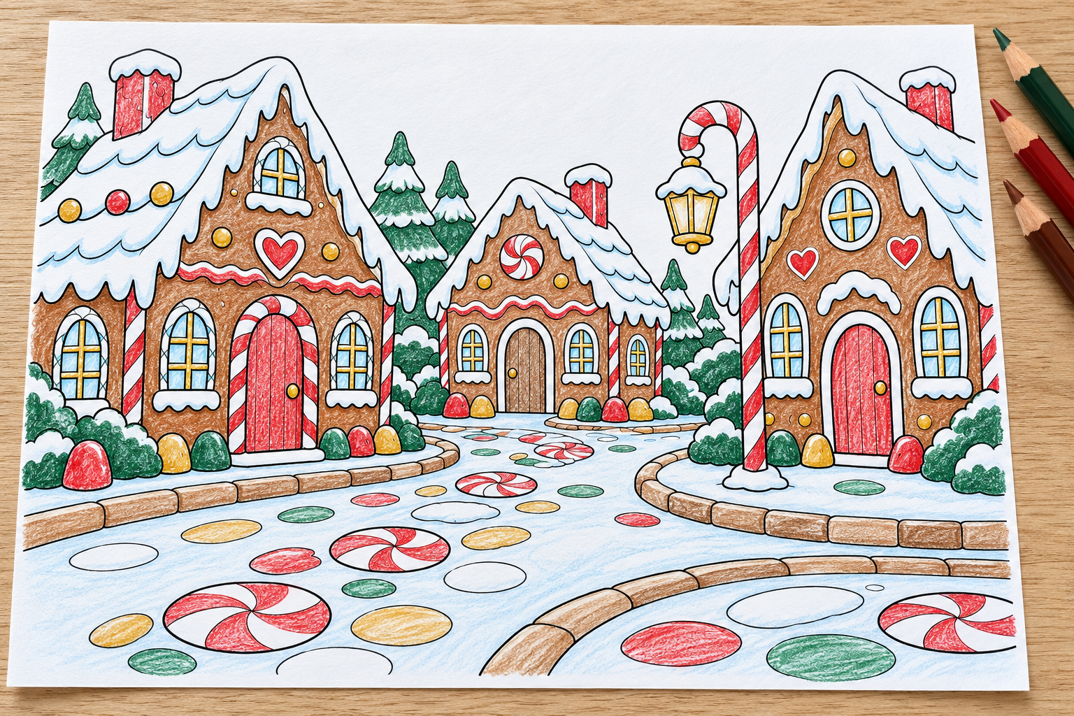 Simulated colored example of Gingerbread Street, printed on paper