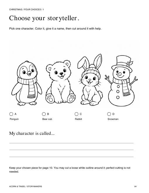 Four character choices from this Storymakers book