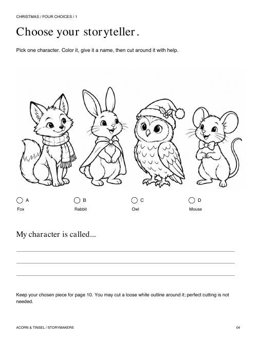 Four character choices from this Storymakers book