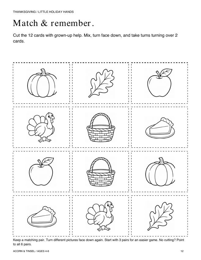 Twelve picture memory cards from this activity pack