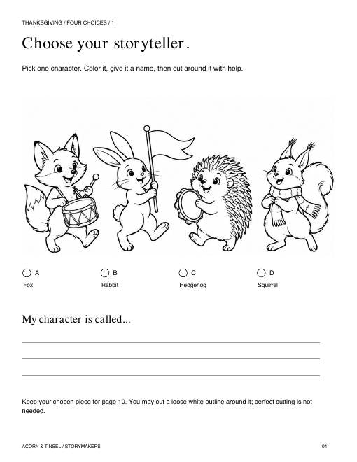 Four character choices from this Storymakers book